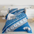 thumbnail image 3 of Feelyou Modern Rugby Football Bedding Comforter Set, Cartoon Soccer Helmet Twin Comforter Sets, Blue Grey Abstract Stripes Reversible Bedding Set, Luxury Bedroom Decor, 2pcs, 3 of 9