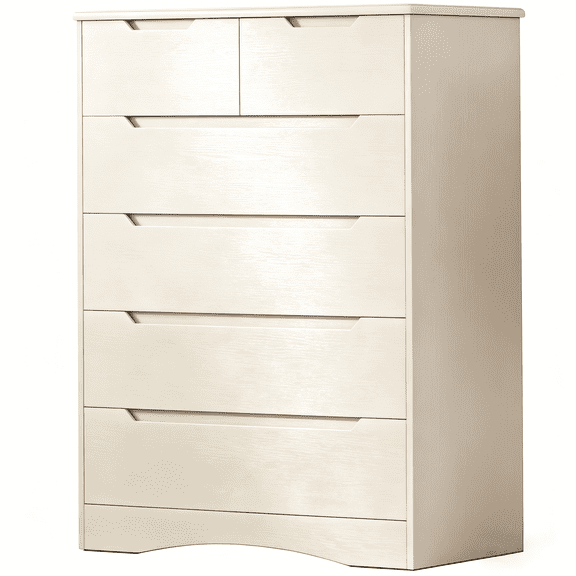 Lofka 6 Drawer Dresser for Bedroom, Tall White Vertical Chest of Drawers with Anti-Tipping, Dual-Size Drawers, Small Space Storage Solution for Apartment, Guest Room