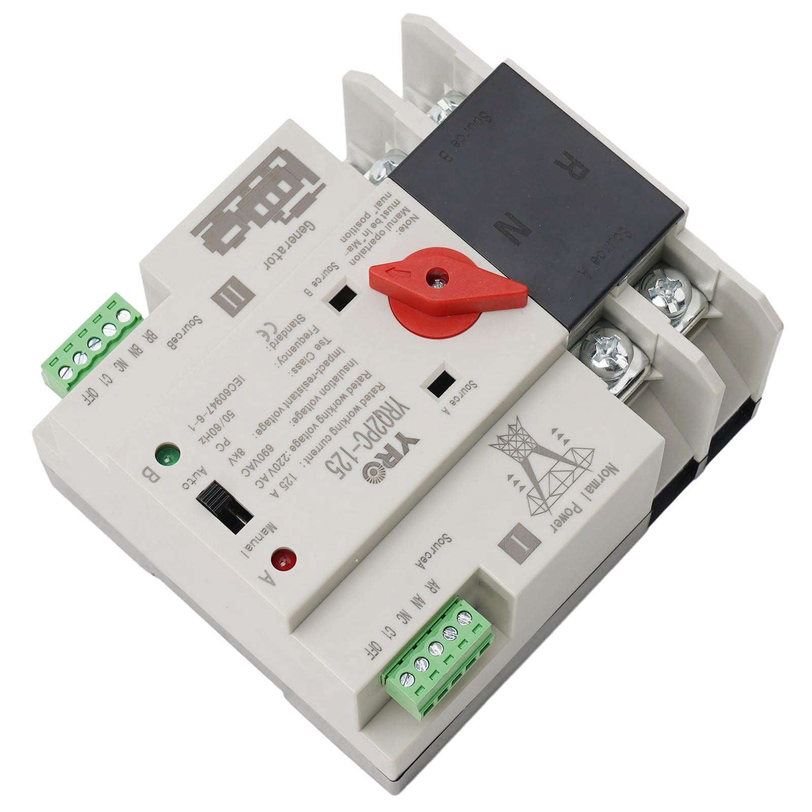 2P 125A Dual Power Automatic Transfer Switch Fit Generator Changeover Switch