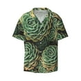 thumbnail image 2 of Lsque Succulents print Men's Cuban Collar Short Sleeve Shirt Summer Beachwear Casual Button Down Fashionable Vacation Leisure Shirt-Small, 2 of 7