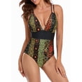 thumbnail image 1 of Women’s Printed V Neck Swimsuits Tummy Control One Piece Bathing Suit Crisscross Low Back Monokini Swimwear Slimming, 1 of 6