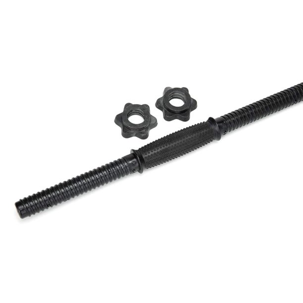 17.7"(45cm) Chrome Dumbbell Bar for Exercise with Spinlock Collars