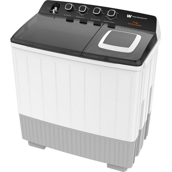 White Westinghouse Lavadora doble tina 19 kg WWXCTT301408QBK Gabinete en polipropileno 4 niveles de agua 4 perillas de control Bajo consumo de energía Ahorro de agua