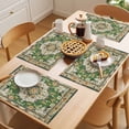 thumbnail image 5 of Green Boho Placemats Set of 6 Farmhouse Tribal Vintage Tribal Texture Place Mats Indoor Wipeable Table Mats Washable Cloth Dining Table Placemats for Kitchen Holiday Party Home Decor 13x19 Inch, 5 of 9