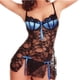thumbnail image 1 of Gibobby Conjunto de lencería Sexy Lencería de dos piezas para mujer, sexy con encaje floral, escote en V profundo, brasier inalámbrico y tanga exótico(Azul, G), 1 of 5