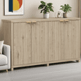 thumbnail image 4 of Modern Fluted Buffet Cabinet With Storage, 4 Soft-close Doors, Adjustable Shelves, Thick Top, Cable Management, 15.6” Deep Sideboard For Kitchen, Dining, Or Media Console, 4 of 8