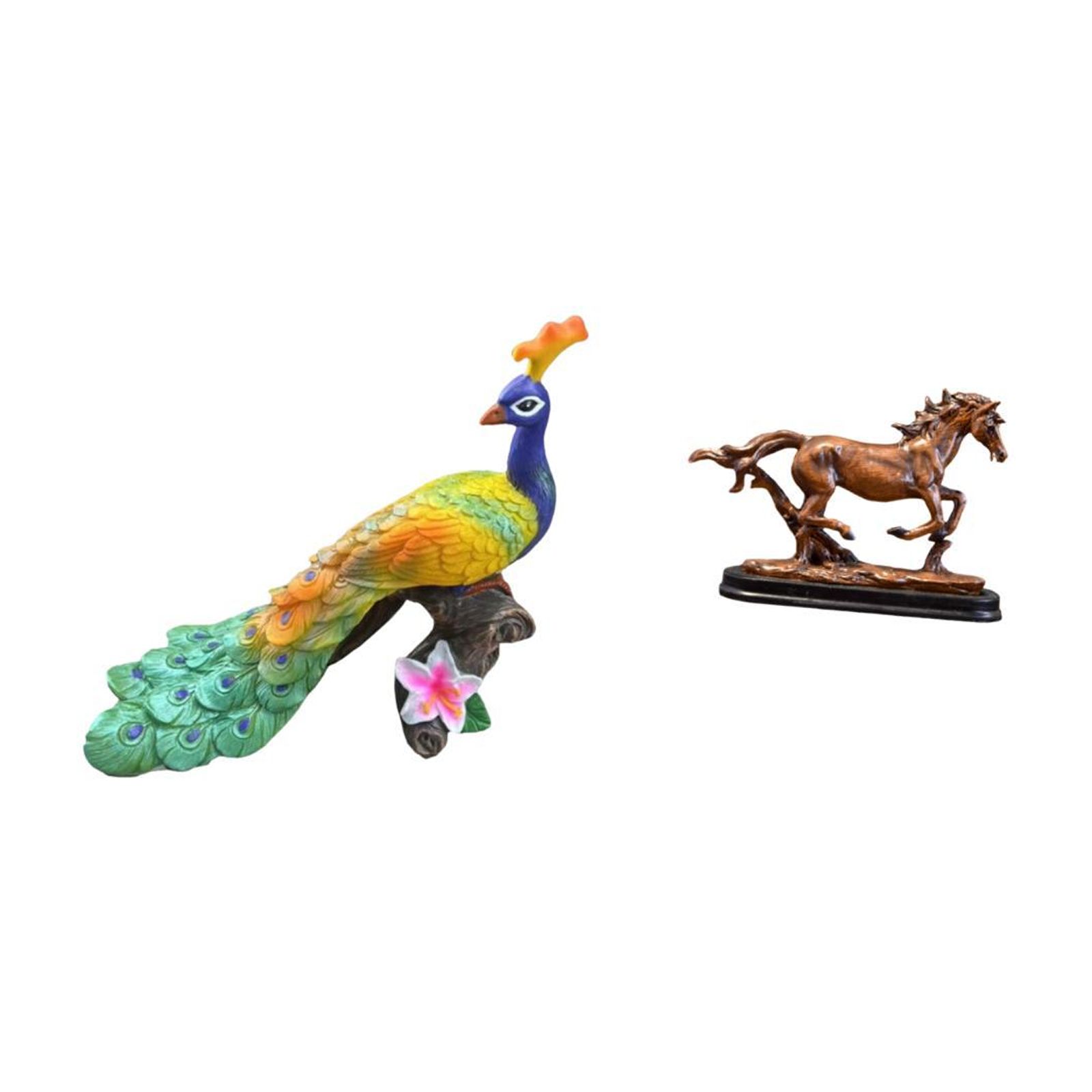 Miulika Peacock Sculpture Figurine Decorative Garden Ornament Crafts Statue for Home Decoration Yard Artwork Collectible Art Ornament Horse for Desk Decoration Bookcase Living Room Furniture