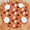 thumbnail image 2 of Festive Halloween Round Tablecloth with Pumpkin Print and Elastic Hem - Perfect for 44 Inch Kitchen Dining Table, 2 of 6