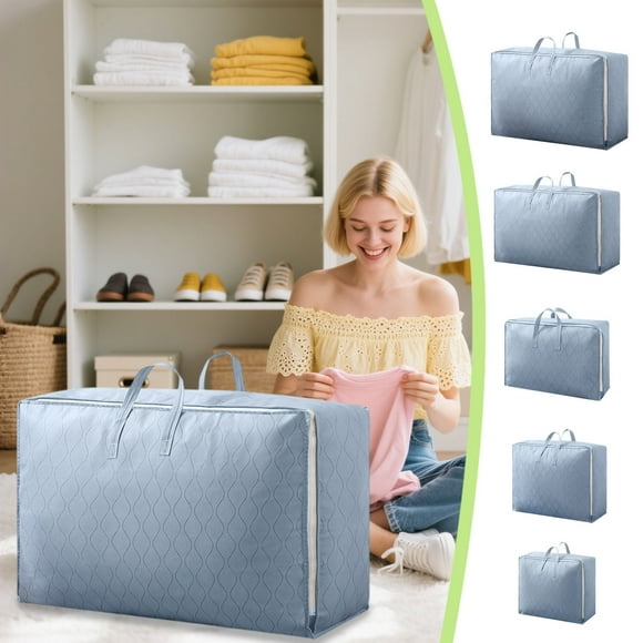 Lekihaqq Heavy Duty Storage Bag Reinforced Carrying Handles Oversized Cloth Quilt Clothing Organizer Travel Moving Packing Durable Double Zipper Space Saving For Home Bedroom College