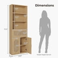 thumbnail image 4 of Ktaxon Bookcase, 71" H Bookshelf with Rattan Doors, Drawer and 3 Adjustable Shelves, Farmhouse Storage Cabinet for Bedroom, Office, Living Room, Study, Brown, 4 of 10