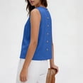 thumbnail image 5 of ClodeEU Women's V Neck Sleeveless Linen Tank Top, Casual Loose Fit Summer Lightweight Blouse Blue,Women's Plus XL, 5 of 7