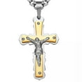 thumbnail image 2 of QQTDFG Hot Mens Stainless Steel Gold Silver Jesus Crucifix Cross Pendant Chain Necklace-Silver Gold-20inch or 50cm, 2 of 5