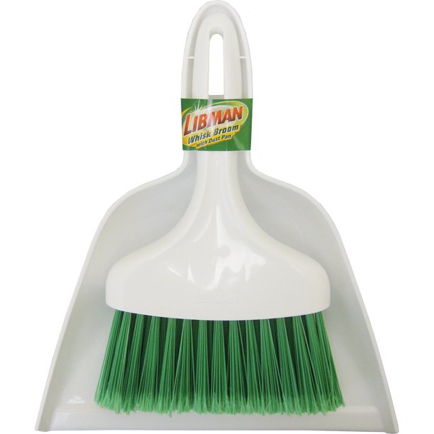 Libman 7 In. Poly Whisk Broom with Dust Pan, Green Bristles 1031