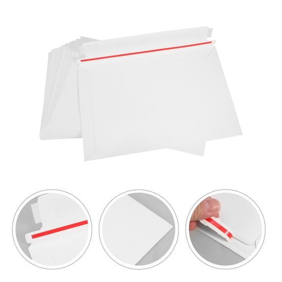 WHAMVOX 15Pcs Self Seal White Cardboard Envelopes Stay Flat Photo Document Mailers for Photos Document Photography