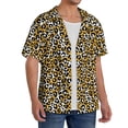 thumbnail image 2 of Rateoe Leopard Pattern Men's Short Sleeve Classic Shirt, Casual Short-Sleeved Shirt, Lightweight Summer Shirt, Cuban Collar Shirt,Button-Front Shirt-3X-Large, 2 of 5