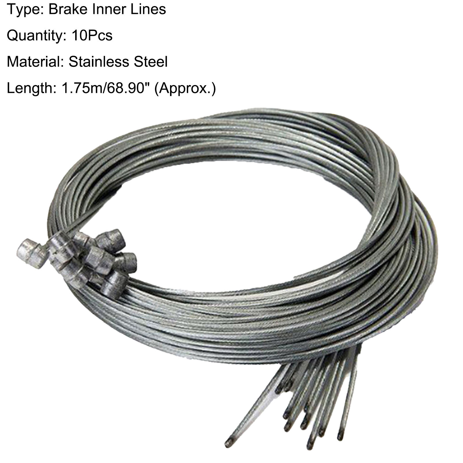 Walbest 10Pcs 69" Bike Brake Inner Lines, Bicycle Brake Cable, Hard Cuttable Stainless Steel High-end Core Brake Lines, Professional Bicycle Brake line For Front and Rear MTB or Road Bikes