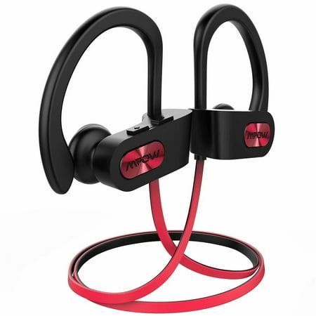 Mpow Bluetooth Headphones, IPX7 Waterproof In-ear Earbuds, Wireless Sports Earphones for Gym Running Cycling Workout (Red Outside & Black (Best Budget Bluetooth Earbuds For Running)