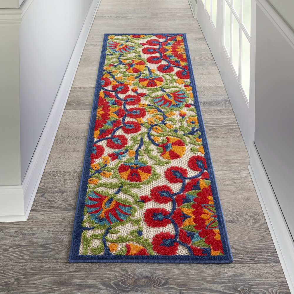 Nourison Aloha Indooroutdoor Floral Red/Multi Area Rug