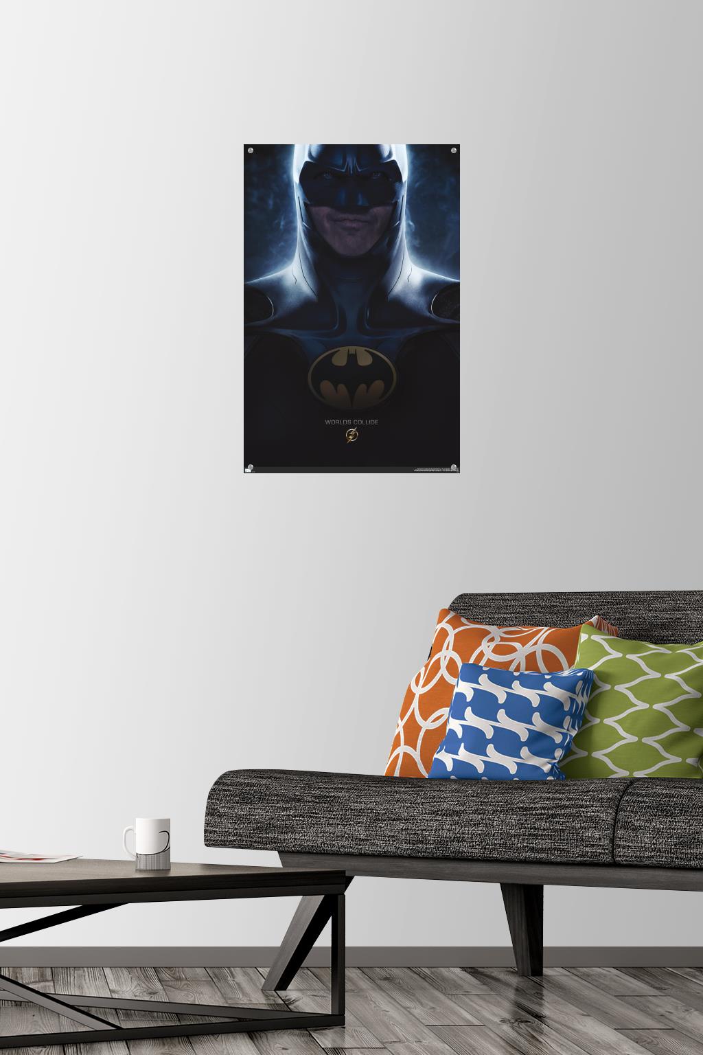 DC Comics Movie The Flash - Batman One Sheet Wall Poster with Push Pins, 14.725" x 22.375"