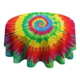 thumbnail image 4 of Rainbow Tie Dye Spiral Round Tablecloth 60"x60",Wrinkle Wipeable Table Cloth for Kitchen Dining Room Picnic Patio Party, 4 of 6