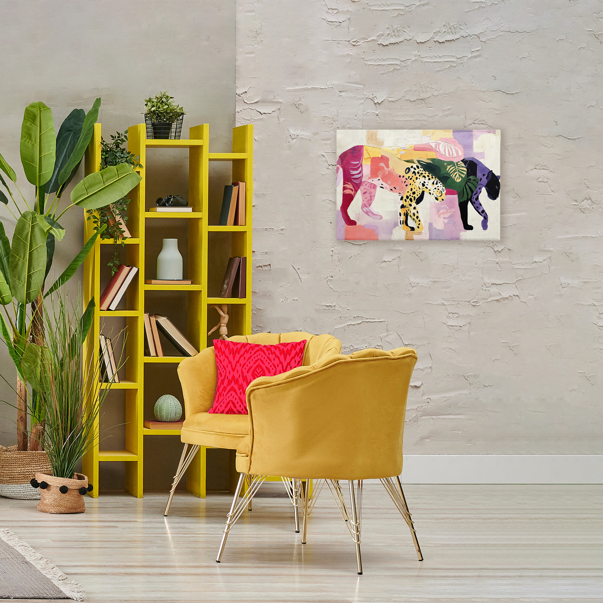Candy Cats Tropical Wildlife Canvas Wall Art, design by Annabelle Hall