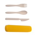 thumbnail image 3 of 4 Set Wheat Straw Cutlery Portable Travel Utensils Set with Case Knife Fork Spoons Tableware Set Nordic Blue Green Yellow Blue, 3 of 9