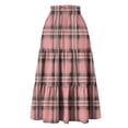 thumbnail image 4 of Ladies' plaid printed casual elastic waist drawstring skirt Watermelon Red M, 4 of 5
