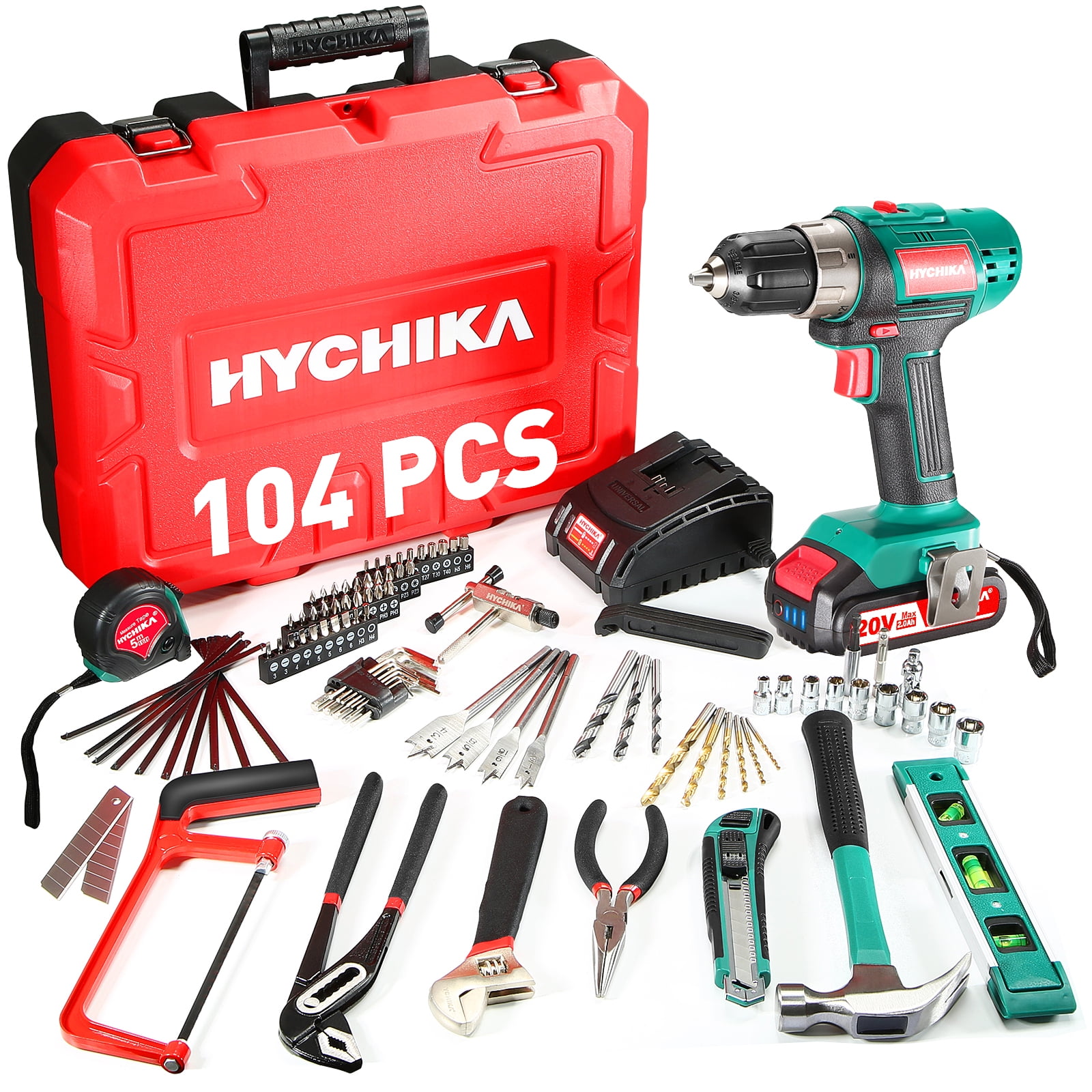 2 Variable Speed Cordless Drill Driver 10mm Chuck HYCHIKA 18V Electric