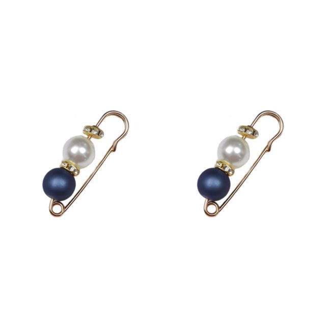 Sonducket Broche de diamantes de imitación de perlas simuladas, broche de Metal de seguridad con cuentas grandes, hebilla de adorno para ropa Azul 2piezas