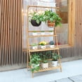 thumbnail image 4 of Wisfor 3 Tier Ladder Plant Stand Bamboo Folding Flower Display with Hanging Rail, 27.5x15.5x37.8in, 4 of 12