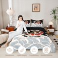 thumbnail image 4 of Manfei Luxury Koi Queen Comforter Set for Home, Wave Gold Art Bedding Comforter Set for Office, Black Gold Red, Black Reversible 3 Pieces, 1 Comforter and 2 Pillowcases, 4 of 6