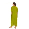 thumbnail image 6 of Beautybatik Avocado green Women Solid Caftan Kaftan Loungewear Maxi Plus Size Long Loose Dress 4X, 6 of 6