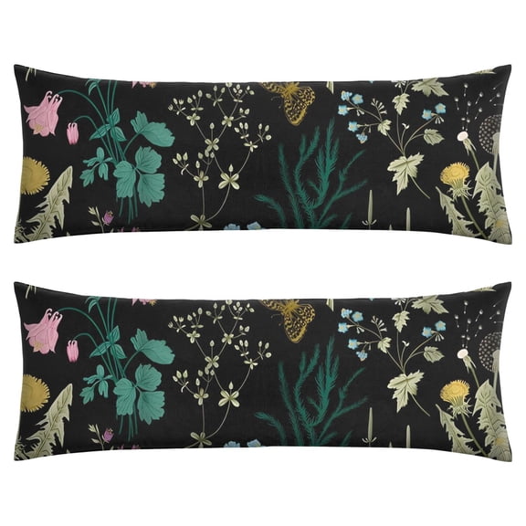 Small Floral Retro Body Pillow Cover 20x54 - Tropical Boho Long Pillow Case with Invisible Zipper - Soft Full Body Pillow Protector - Machine Washable Cozy Slipcover for Sleeping