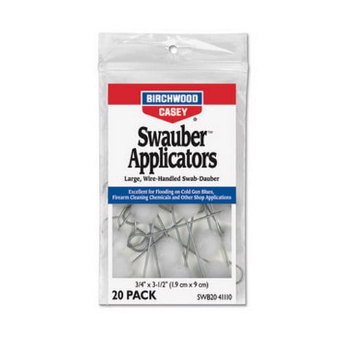 Birchwood Casey Large Wire-Handled Swauber Applicators for Gun Cleaning, Maintenance and Preservation, 20 Pack