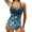 Blue, variant on Jacenvly 2024 Womens One-Piece Swimsuit Quick Drying Fashion Women Swimwear and Printed Backless Siamese Swimsuit Solid V-Neck Trendy Womens Swimwear Plus Size Black