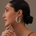 thumbnail image 3 of LeCalla 925 Sterling Silver Light-Weight Bamboo Hoop Earrings for Women and Teen 50MM, 3 of 8