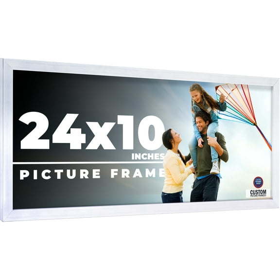 24x10 Frame Silver Real Wood Picture Frame Width 0.75 inches | Interior Frame Depth 0.5 inches |