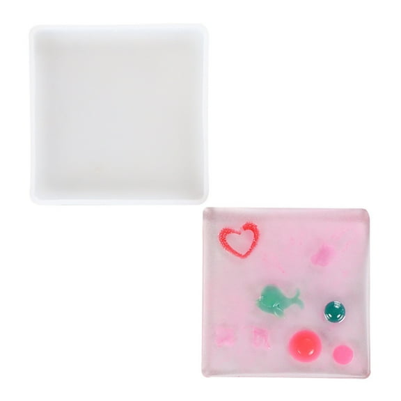 Silicone Molds Resin Casting Molds For UV Resin Epoxy Resin Jewelry Making Square White 6.4x6.4x0.9cm Inner Size: 6x6x0.7cm