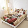 thumbnail image 4 of Homewish Vintage Santa Claus Queen Sheet Sets for Teens, Western Winter Festival Flat Sheet, Merry Christmas Queen Fitted Sheet, Breathable Home Decor, 4 Pieces, 4 of 7