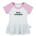 thumbnail image 4 of Pack of 2, Kiss Me I'm Vaccinated & Hug Me I'm Vaccinated Funny Dresses For Baby, Newborn Babies Skirts, Infant Princess Dress, Toddler Frocks (Pink Raglan Dresses, 6-12 Months), 4 of 5