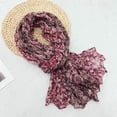 thumbnail image 2 of PRINxy Women’s Crinkled Mixed Floral Patchwork Linen Scarf, Lightweight Long Neck Shawl For Weekend Brunch Outdoor City Strolls Pink, 2 of 3