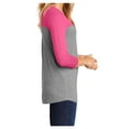 thumbnail image 3 of Womens Juniors Rally 3/4-Sleeve Cotton Tee Dark Fuchsia/ Grey Frost Medium, 3 of 6