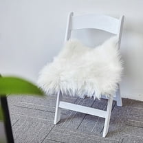 Balsa Circle 20" x 20" White Faux Fur Throw Sheepskin Rug Chair Cushion
