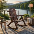 thumbnail image 3 of Spaco Outdoor Adirondack Rocking Chair, Rocking Chair for Adults Solid Wood Porch Rocker, Brown, 3 of 7
