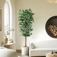 2Packs 6FT Artificial Ficus Trees with Realistic Leaves and Natural
