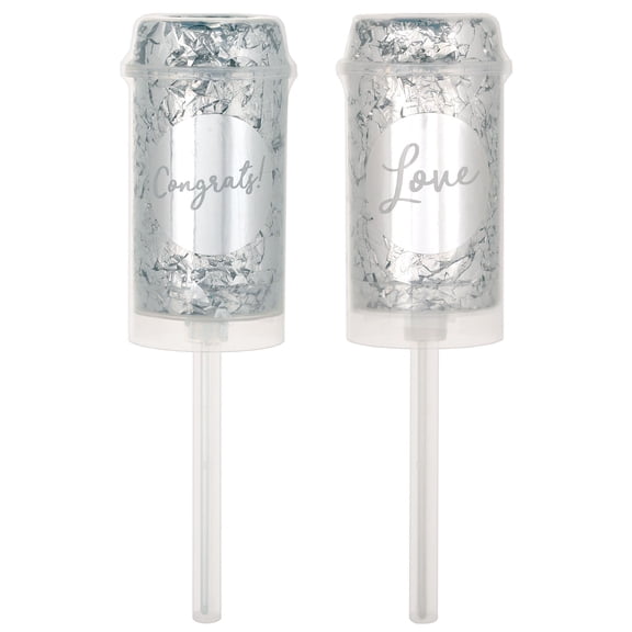 Amscan Silver “Congrats Love” Metallic Confetti Poppers – 20 Count (10 Pack)