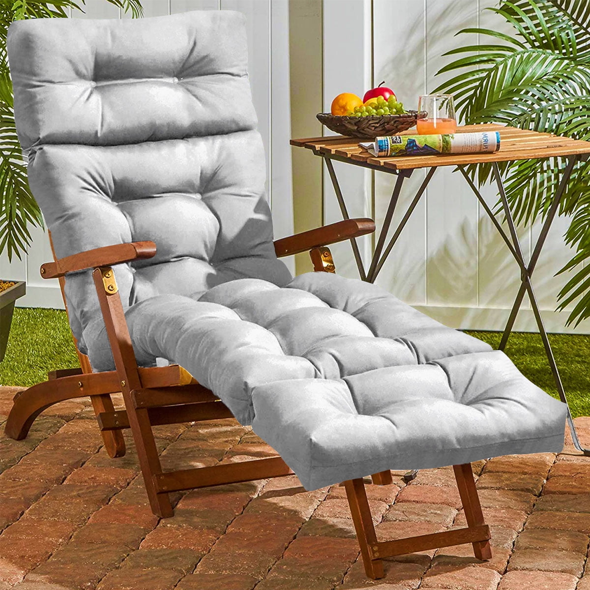 Pad Fleece Lounge Chair Cushion for Travel Holiday Indoor Outdoor-Beige Relaxer Bench Seat Cover Portable Garden Patio Thick Padded YBing Sun Lounger Cushions