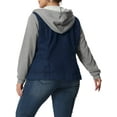 thumbnail image 3 of Unique Bargains Women's Plus Size Jean Drawstring Hood Denim Jacket, 3 of 6
