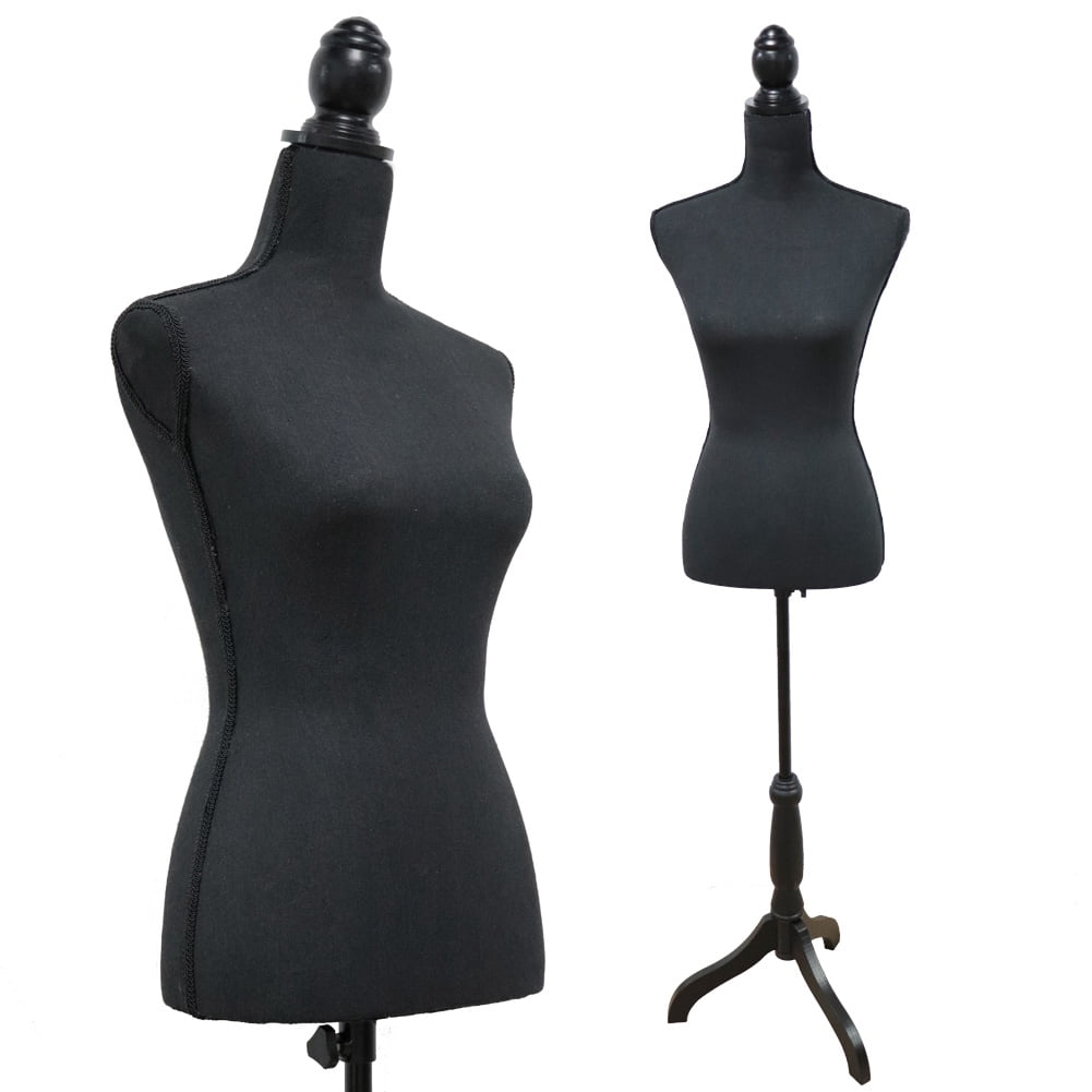 Black Female Dress Form Torso Mannequin Tripod Stand Dress Jewelry Display