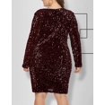 thumbnail image 4 of Femmes Grande Taille Robe de Paillettes V Cou Partie Cocktail Scintillant Paillettes Soirée Stretch Mini Robes Moulantes, 4 of 7